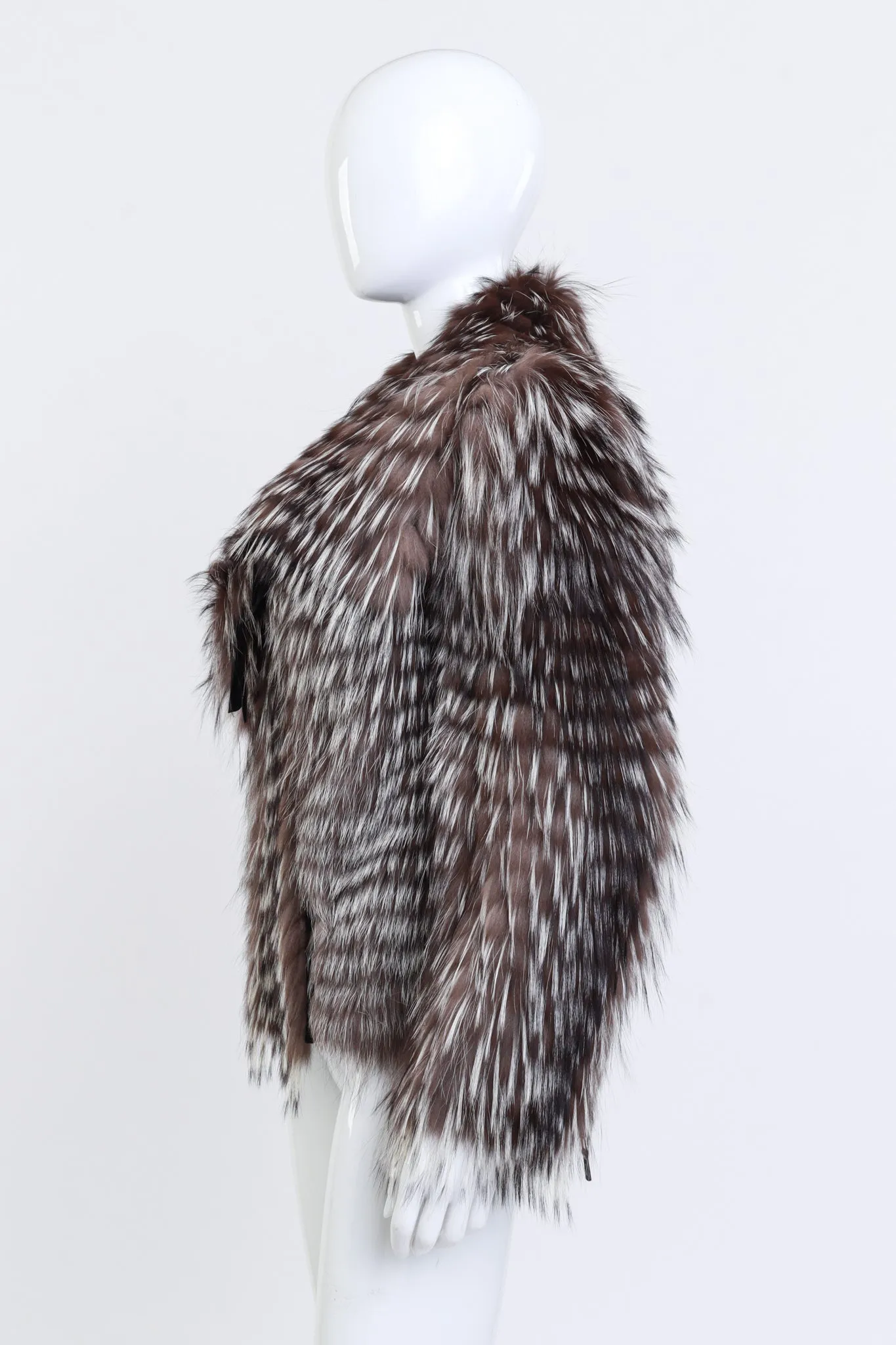 Asymmetric Zip Fox Fur Jacket