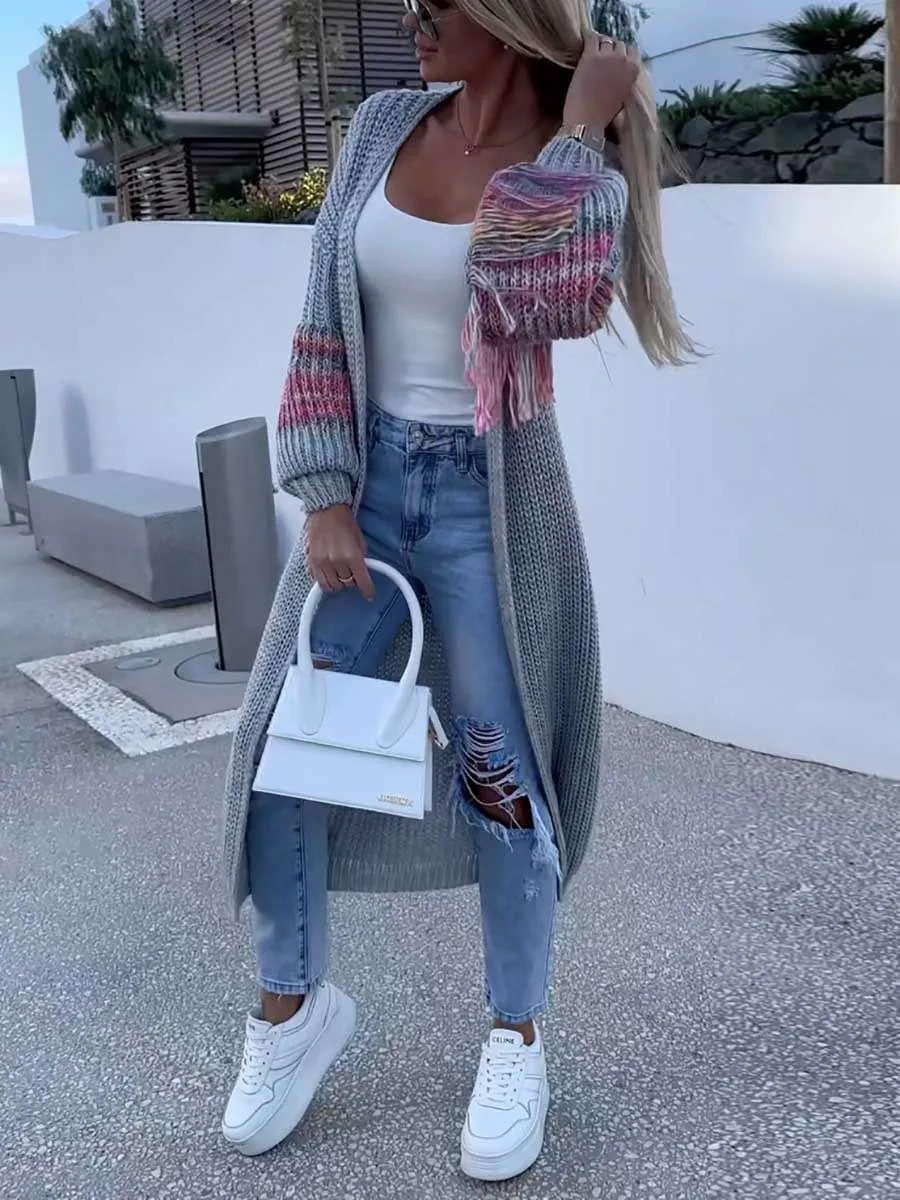 Stunncal Fringed Knit Knit Sweater